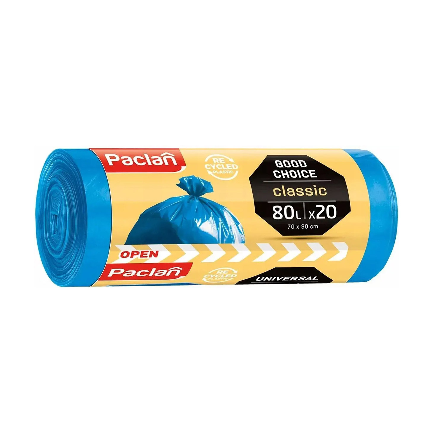 Пакети для сміття Paclan Good Choice Classic блакитні, 80 л, 20 шт